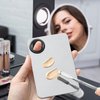 LuckyOpt Makeup Mixing Palette Spatula Set, 2PCS Mini Metal Makeup Palette & 2PCS Skincare Spatula, Cream Foundation Palette for Mixing and Save Cosmetics (A)
