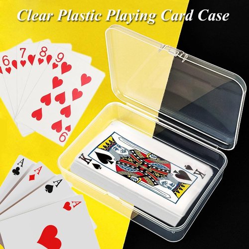 HANSPORTA Clear Plastic Playing Card Case Set - 4Pcs Blank Playing Card Storage Box Trading Card Deck box, Perfect for Organization of Playing Cards Business Cards Game Cards and More (4pcs Clear)