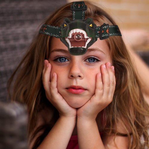 lelefa Dinosaur Kids Headlamp, T-Rex Dinosaur Led Headlamp Flashlight, Dinosaur Toy Headlamp Flashlight with 4 Lighting Mode for Boys, Girls’ Camping, Hiking, Reading and Party (Green)