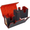 AFIING Mtg deck box with commander display- Fits 200 Double Sleeved Cards,3-in-1Card Deck Case,Strong Magnet Card Organizer For Magic Commander TCG CCG,4Dividers &2 Toploaders, Black/Red