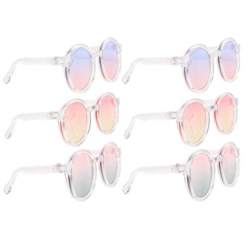 LUOZZY 6 Pairs Doll Glasses Mini Round Glasses Clear Rim Doll Sunglasses Mini Dolls Eyewear Doll Accessories for 18 Inch Dolls, 3.5 Inch