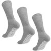 Falari Men Women Anti Slip Grip Non Skid Crew Cotton Diabetic Socks For Home Hospital (3-pairs Grey, 9-11 Women/Men Size)