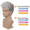 RicHyun Mens Short Grey Wig Short Curly Grey Wig Synthetic Heat Resistant Hair Replacment Wig for Daily Party Costumes