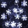 Janchs 55ft 100 LED Solar Christmas Lights Outdoor Decorations, 8 Modes Waterproof LED Snowflake String Lights for Outside Wedding Party Porch Deck Christmas Tree, Garlands, Wreath Decor, Cool White