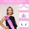 Exacoo Retirement Gift for Woman Purple Retirement Sash And Cown Headband Retirement Party Decorations The Legend Has Retired Sash Elegant Cute Rhinestone Headband