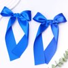 2Pcs Long Ribbon Hair Bows for Girls Hair Clip Silk Hair Bow Ribbon Hair Accessories for Baby Toddlers Infant Teens Kids (Blue)