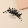 AUNEAL Hair Accessories for Women and Girls Bride Wedding Hair Comb Black Crystal Side Comb Bridal Hair Piece Leaf Headpiece Bridesmaid