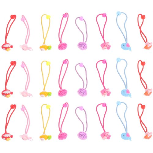 Beaupretty 24pcs Ponytail Holder, Cartoon Candy Color Elastic Hair Bands Rubber Bands Hair Accessories for Girls