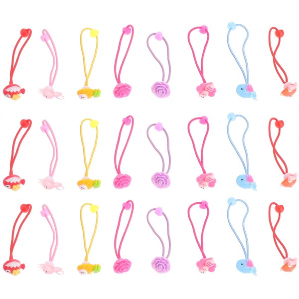 Beaupretty 24pcs Ponytail Holder, Cartoon Candy Color Elastic Hair Bands Rubber Bands Hair Accessories for Girls