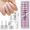 SXC Cosmetics French Tip Press On Nails Pink Series, Medium Square X-Pro Tips Starter Kit