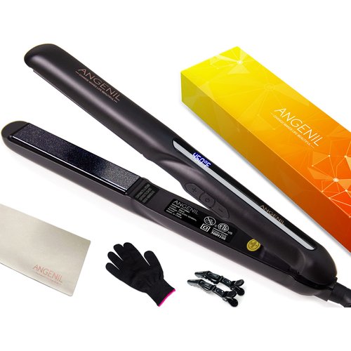 ANGENIL Argan Oil Flat Iron Hair Straightener and Curler 2 in 1, Dual Voltage Hair Straightening Curling Iron, Professional Flat Iron 1 Inch Tourmaline Ceramic Hair Straighteners for Women Gift