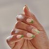 KISS imPRESS No Glue Mani Press-On Nails, Design, 'Ballerina', Neutral/green, Medium Size, Coffin Shape, Includes 30 Nails, Prep Pad, Instructions Sheet, 1 Manicure Stick, 1 Mini File