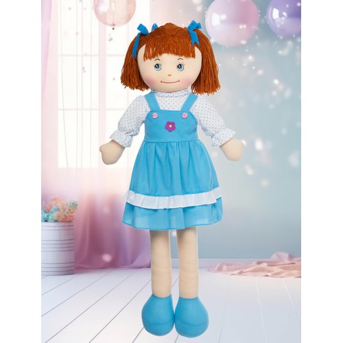 LOVE & HUG 36" Huggable Soft Doll | Blue Dress| Stuffed Plush Doll with Blue Dress and Soft Yarn Hair | Baby Doll Soft Toy for Kids and Toddlers to Love and Hug, Birthday Gift (Blue)