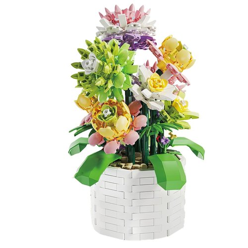 BEJARM Flowers Building Block Set,Cute Flower Building Kit Decorate & Transform Your Space with Colorful,Handcrafted Building Toys (Flower-16)