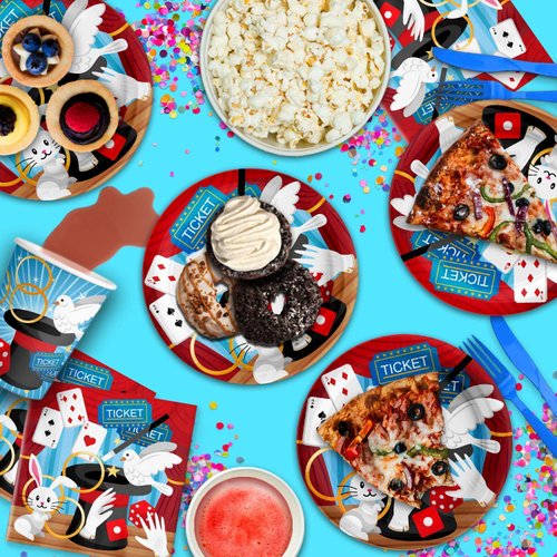 Magic Show Birthday Party Supplies Set Plates Napkins Cups Tableware Kit for 16