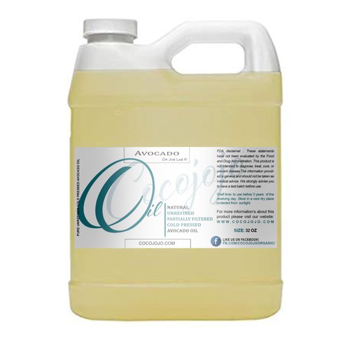 cocojojo AVOCADO OIL - Cold Pressed Partially filtered 32 oz Pure Oil Extra Virgin Unrefined Moisturizer