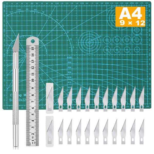 Self Healing Sewing Mat, Exacto Knife Precision Carving Craft Hobby Knife Kit for DIY Art Work Cutting, Hobby, Stencil, Scrapbooking-A4(9"x12")