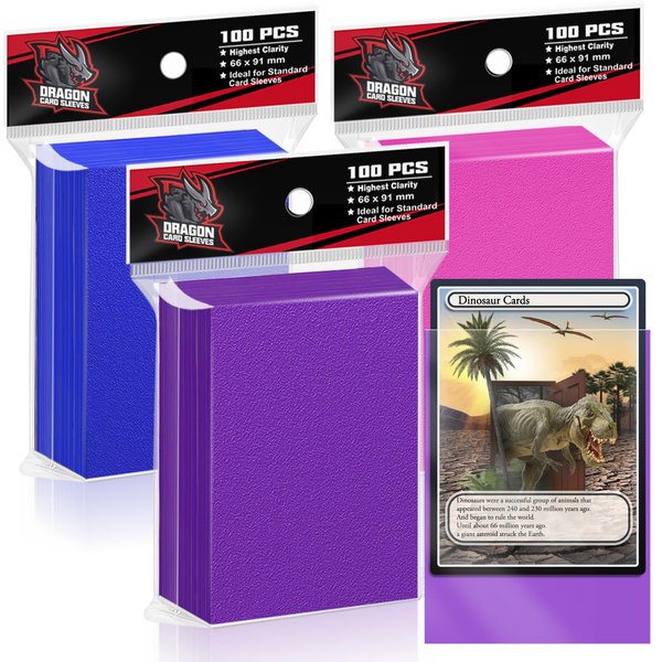 Trading Card Sleeves,Top Loaders Card Protection for Baseball Cards, Matte Card Sleeves Fit for Yugioh,Football,Magic,Sports Cards (Blue＆Purple＆Pink, 61 * 99mm)