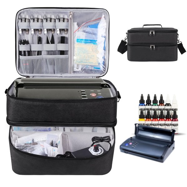 Tattoo Carrying Case Tattoo Supplies Organizer Tattoo Kit Case for Tattoo Equipment Portable Tattoo Supplies Travel Storage Bag for Tattoo Stencil Printer, Tattoo Ink, Tattoo Equipment, Bag Only