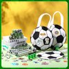Aoriher 158 Pcs Soccer Party Favors Set Bulk Sport Non Woven Gift Bags Slap Bracelets Mini Bouncy Balls Toy Whistle Keychains Sticker Stampers for Sport Party Supplies(Soccer)