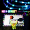 LED Basketball Hoop Light Set Glow in The Dark Basketball Net with 16 Colors Basketball Rim LED Light, Luminous Outdoor Nylon Hoop Net and Remote Control Basketball Hoop Lights for Pool Sports