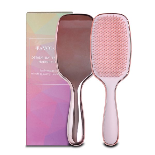 Ultimate Detangler Brush for Thick Hair, Curly, Straight & Natural Hair. Pain-Free Dry and Wet Detangling Hair Brush for Women, Kids & Toddlers with Flexible Bristles. Christmas Stocking Stuffer Gift.