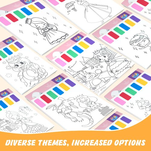 Paint with Water Books,Watercolor Coloring Book for Kids Ages 4-8,Watercolor Painting Book for Toddlers,Coloring Books for Toddlers 1-3,Magic Book Art Craft Gift for Drawing-Princess