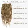 Hyssiet Curly Clip Ins Hair Light Brown Highlighted Bleach Blonde18 Inch Wavy Human Hair Clip in Extensions 120g Invisible Durable Curly Real Human Hair Extensions 7pcs with 16 Clips for Full Head