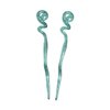 Womens 6.25 inch Long Green Twirl Hair Sticks with Glitter and Diamonds Chopsticks - Set of 2