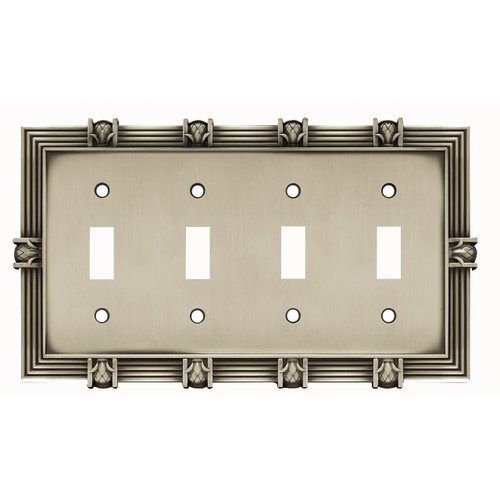 Franklin Brass 64461 Pineapple Quad Toggle Switch Wall Plate/Switch Plate/Cover, Brushed Satin Pewter