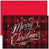 Masterpiece Studios Hollyville 16-Count Christmas Cards in Keepsake Box, 7.8" x 5.6", Plaid Merry Christmas (880600)