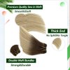 Weft Hair Extensions Human Hair Brown Highlights Platinum Blonde Sew in Hair Extensions Real Human Hair Brown Hair Weft Extensions Human Hair Weave 14inch 80g for Full Head