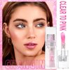 Color Changing Lip Oil,Clear to Pink Magic Big Brush Color Changing Hydrating Lip Glow Oil,Long Lasting Nourishing Non-sticky Lip Oil Tinted for Lip Care and Dry Lips (Pink+Transparent)