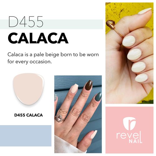 Revel Nail Dip Powder - Nude Crème Dipping Powder, Long-Lasting Dip Nail Color, Chip & Crack Resistant, No UV Lamp, DIY Manicure For Strong Healthy Nails, Calaca