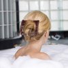 4 Pieces Stretchy Double Hair Clips: Adjustable Elastic Combs for Thick, Curly Hair - Majic Hair Accessories (Coffee and Black)