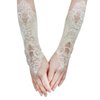 JISEN Women Banquet Party Fingerless Elegant Lace Embroidered Bridal Gloves 11 Inch Champagne