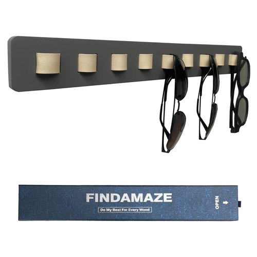 FINDAMAZE Sunglasses Organizer Wall Mounted Wood Sunglass Holder for Home Glasses Holder/Sunglasses Rack ,Home Decor (Gray-1pcs-long)
