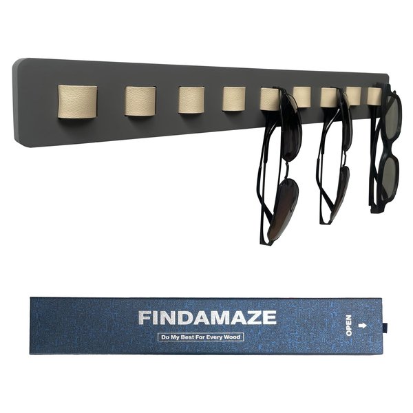 FINDAMAZE Sunglasses Organizer Wall Mounted Wood Sunglass Holder for Home Glasses Holder/Sunglasses Rack ,Home Decor (Gray-1pcs-long)