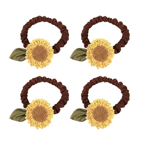UUYYEO 4 Pcs Sunflower Scrunchies Flower Hair Ties Elastics Hair Bands Ponytail Holder Spring Hai...