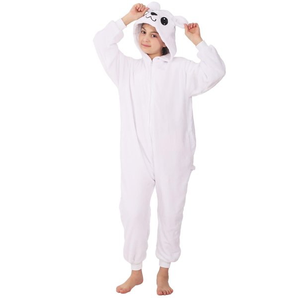 WAFUNNE Animal Onesie Costume for Kids Child Boys Girls Womens Mens Cosplay Halloween Costumes Easter Onesies White Polar Bear L