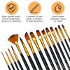 Acrylic Paint Brushes Set 15 Pieces, Nylon Bristle Paintbrushes for Acrylic Painting, Oil and Watercolor Brushes for Body Face Rock Canvas Miniatures, Arts Crafts and Painting Supplies Gifts Artists