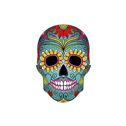 Sugar Skull Colorful Birthday Edible Cake/Cupcake Topper for 1/4 sheet cake