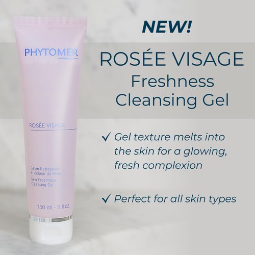 PHYTOMER Rosée Visage Face Cleansing Gel | Daily Facial Cleanser & Makeup Remover | With Rose Water | 95% Natural Ingredients | Sustainable & Eco-Friendly Skin Care | 250ml