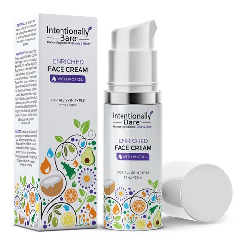 Intentionally Bare Enriched Moisturizer Face Cream - Wrinkle Cream with MCT Oil - Non-Greasy Collagen Moisturizer for Face Fine Lines & Dry Skin - Hydrating Face Cream Anti Aging for All Skin Types