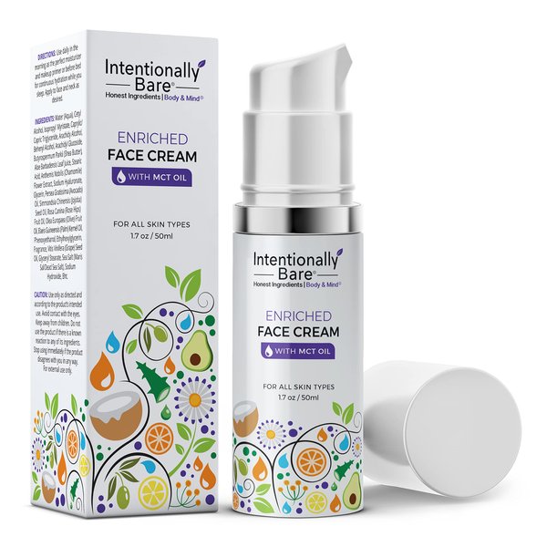 Intentionally Bare Enriched Moisturizer Face Cream - Wrinkle Cream with MCT Oil - Non-Greasy Collagen Moisturizer for Face Fine Lines & Dry Skin - Hydrating Face Cream Anti Aging for All Skin Types