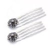 DoubleAccent Hair Jewelry Small Crystal Cluster Mini Bridal Hair Comb Set of Two, Black
