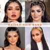 NAISKA Rhinestone Head Chain Multi Layered Headpieces Boho Hair Chian Wedding Hair Clips Forehead Bridal Headband Crystal Hair Band Party Hair Jewelry for Women and Girls(Gold)
