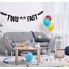 Two Fast Banner, Race Car Theme Party Decorations, 2nd Birthday Decorations, Happy 2nd Birthday Decorations for Boys, Race Car Birthday Decor Black Glitter