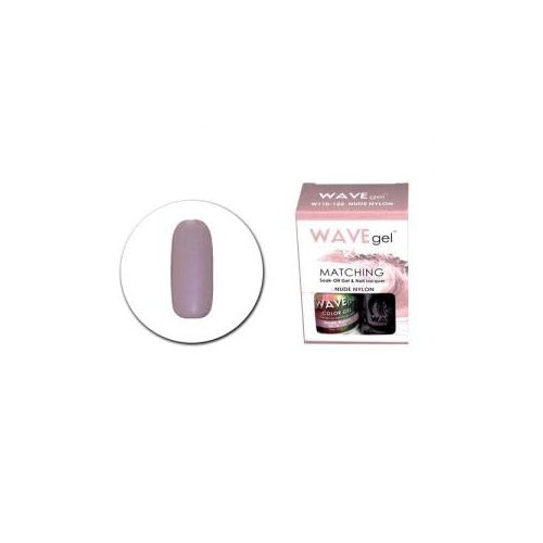WAVEgel Matching Gel Duo Set, Including Soak Off Gel & Nail Lacquer (15ml, 0.5fl oz each), Made in USA Color from 101-150 ((#122) W110122 NUDE NYLON)