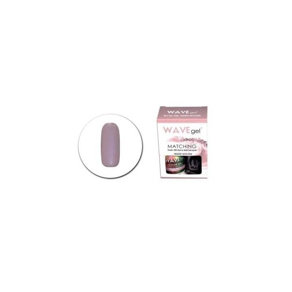 WAVEgel Matching Gel Duo Set, Including Soak Off Gel & Nail Lacquer (15ml, 0.5fl oz each), Made in USA Color from 101-150 ((#122) W110122 NUDE NYLON)